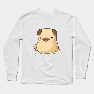 Kawaii pug dog sitting Long Sleeve T-Shirt